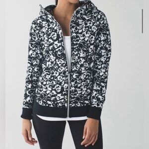 Lululemon Scuba Zip Up Hoodie Jacket , III Fleur Sombre Black+white size  2